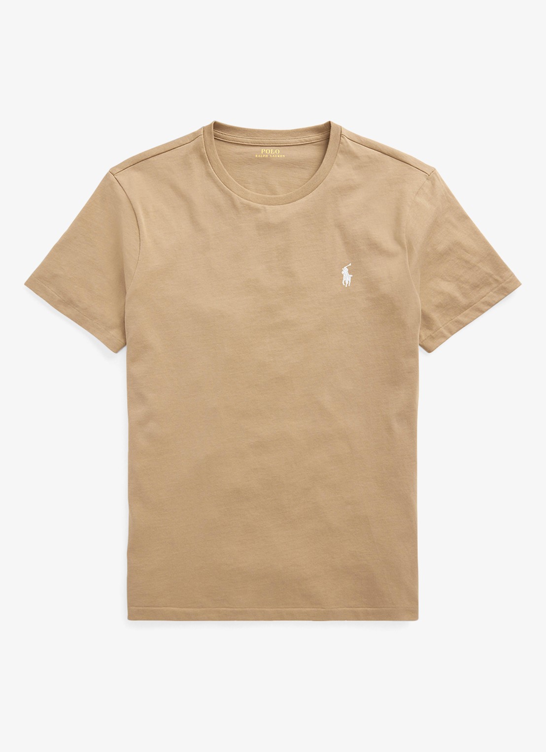 Ralph Lauren Custom slim fit T-shirt met logoborduring - voorkant 5 cafe tan/c8176-3x17