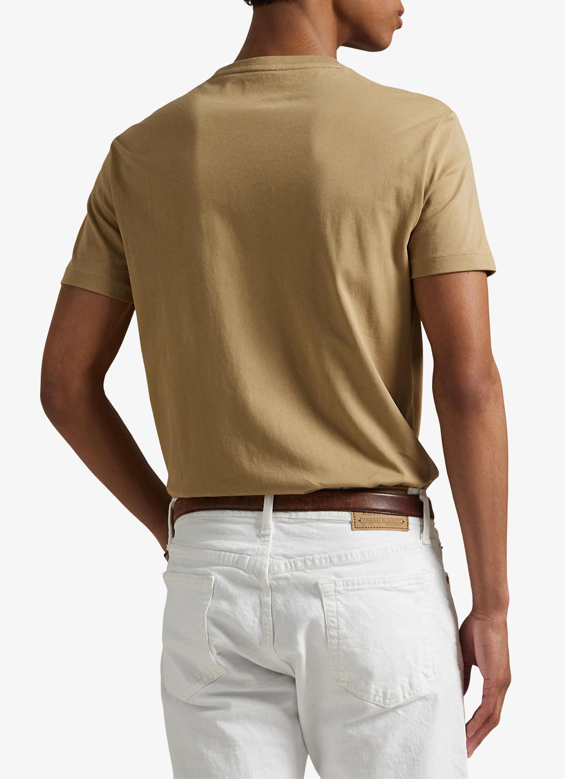 Ralph Lauren Custom slim fit T-shirt met logoborduring - achterkant 4 cafe tan/c8176-3x17
