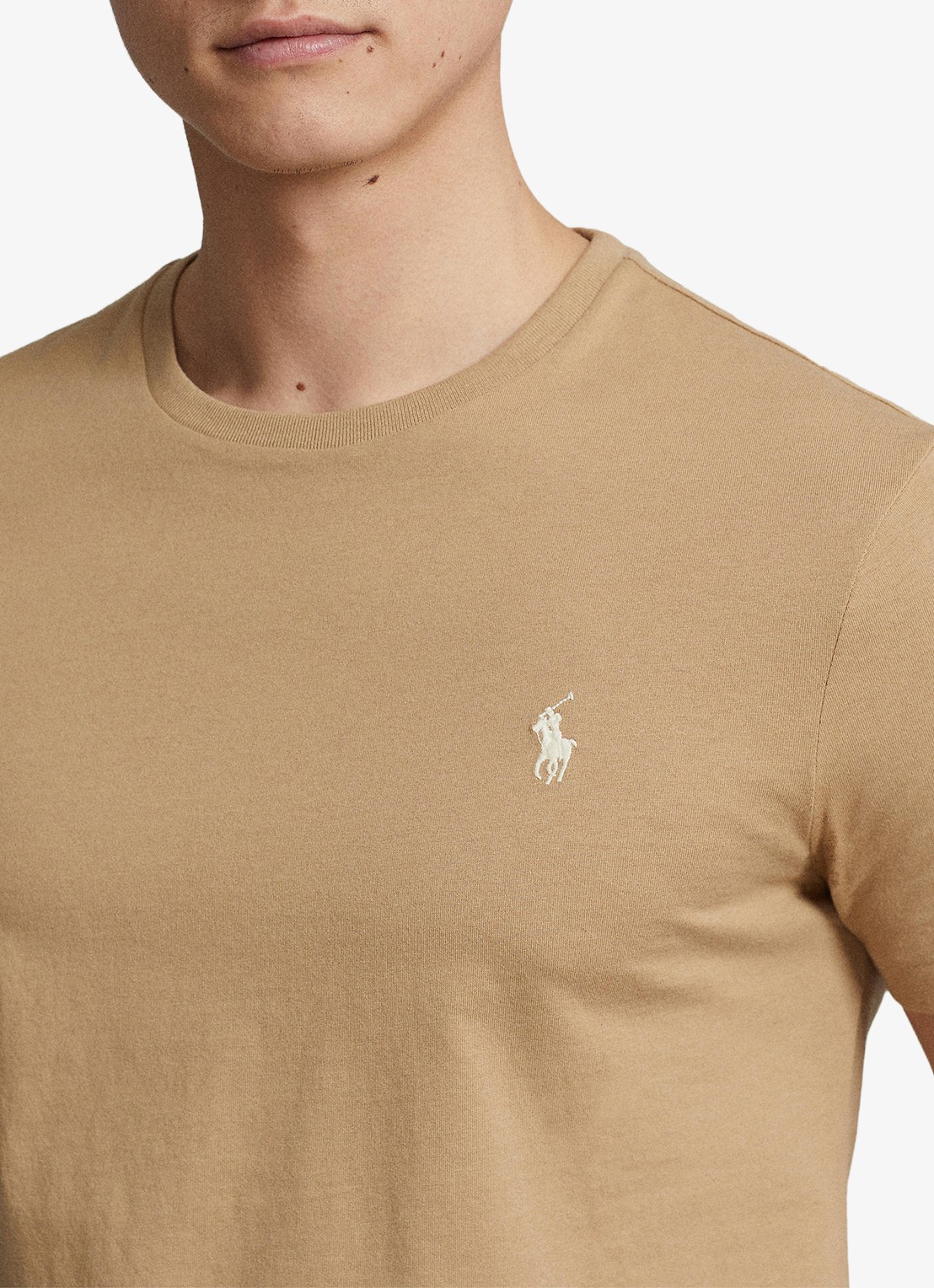 Ralph Lauren Custom slim fit T-shirt met logoborduring - detail 3 cafe tan/c8176-3x17