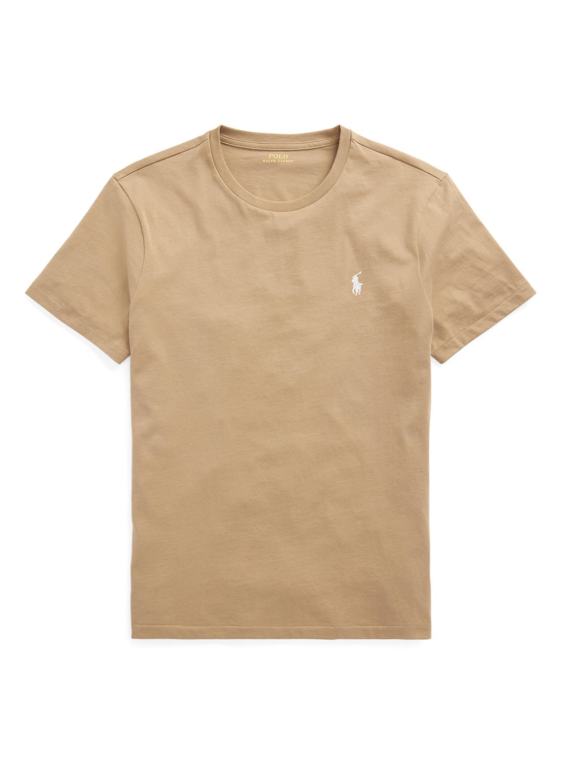 Ralph Lauren Custom slim fit T-shirt met logoborduring - voorkant 6 cafe tan/c8176-3x17