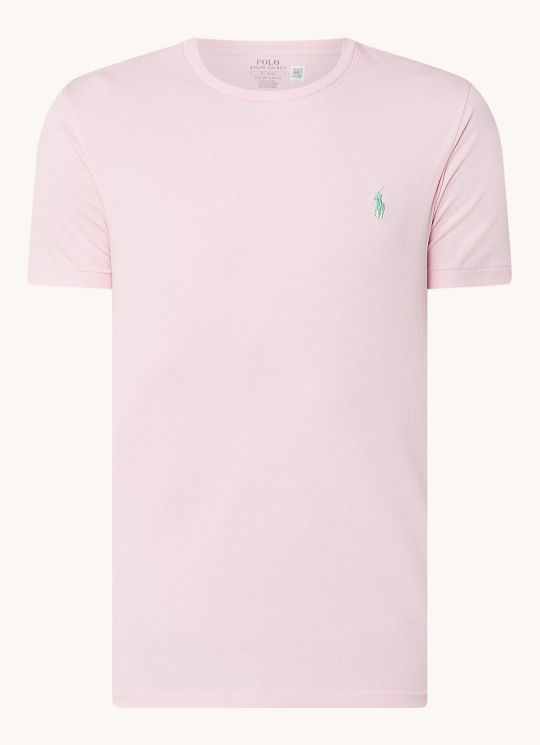 Ralph Lauren Custom slim fit T-shirt met logoborduring - voorkant 2 garden pink / roze