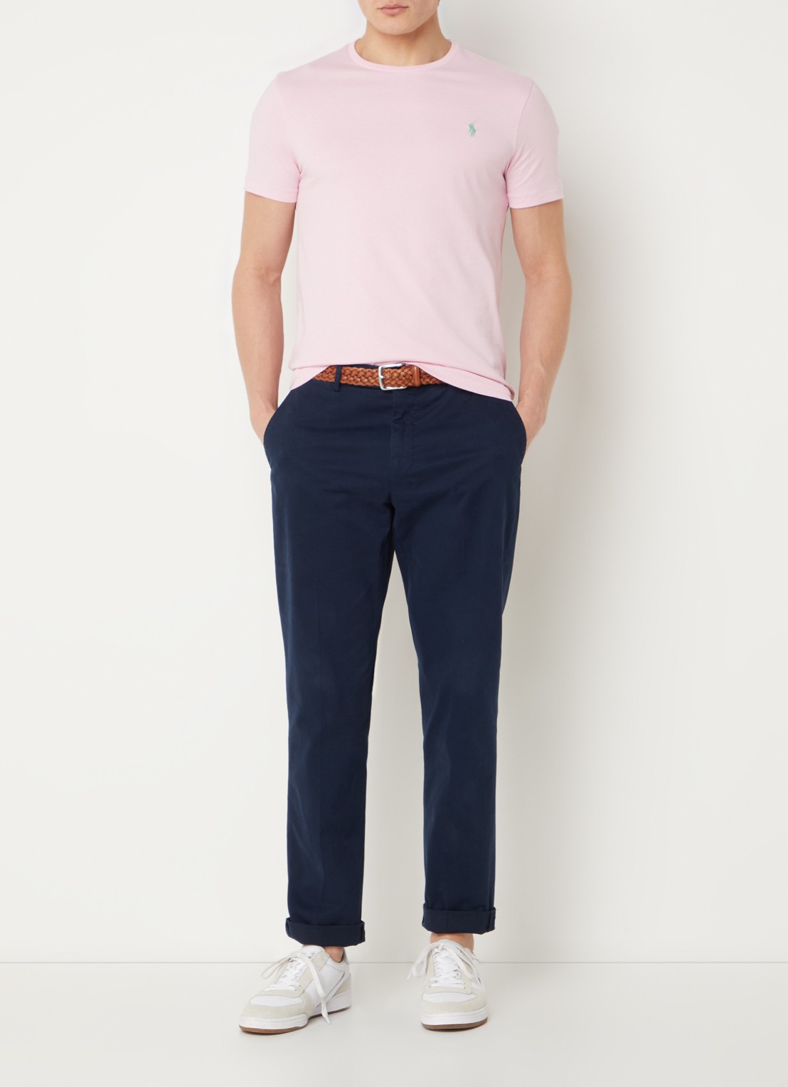 Ralph Lauren Custom slim fit T-shirt met logoborduring - voorkant 3 garden pink / roze