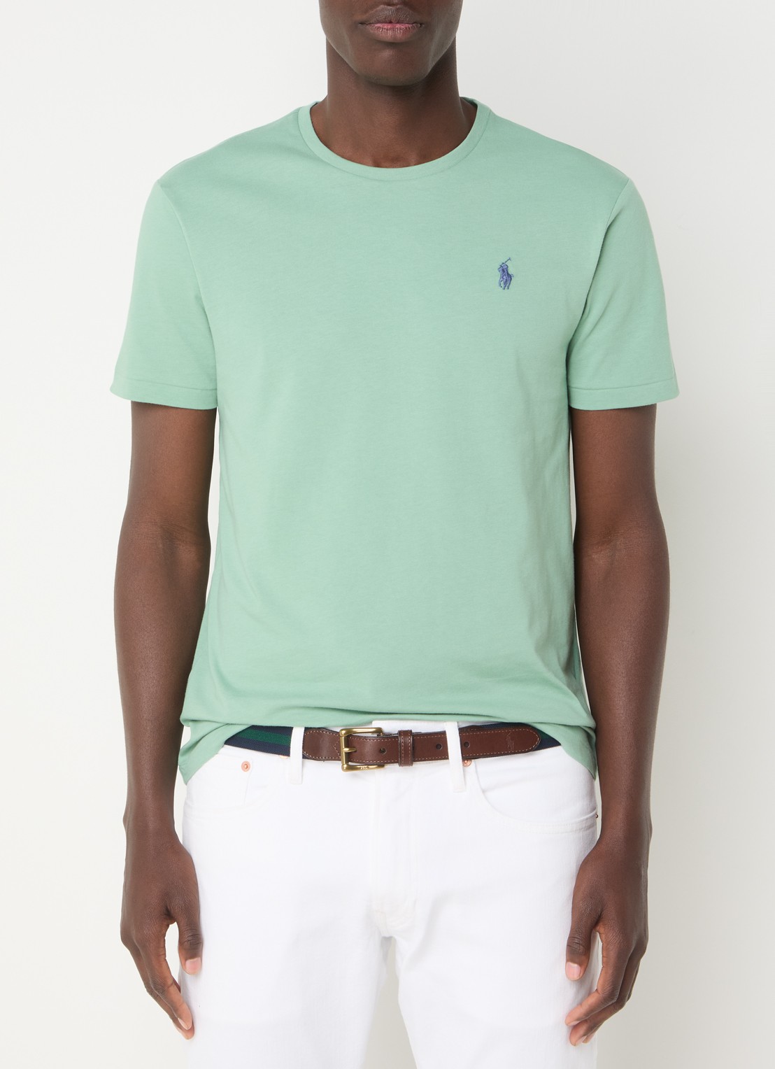 Ralph Lauren Custom slim fit T-shirt met logoborduring - detail 3 faded mint / mint