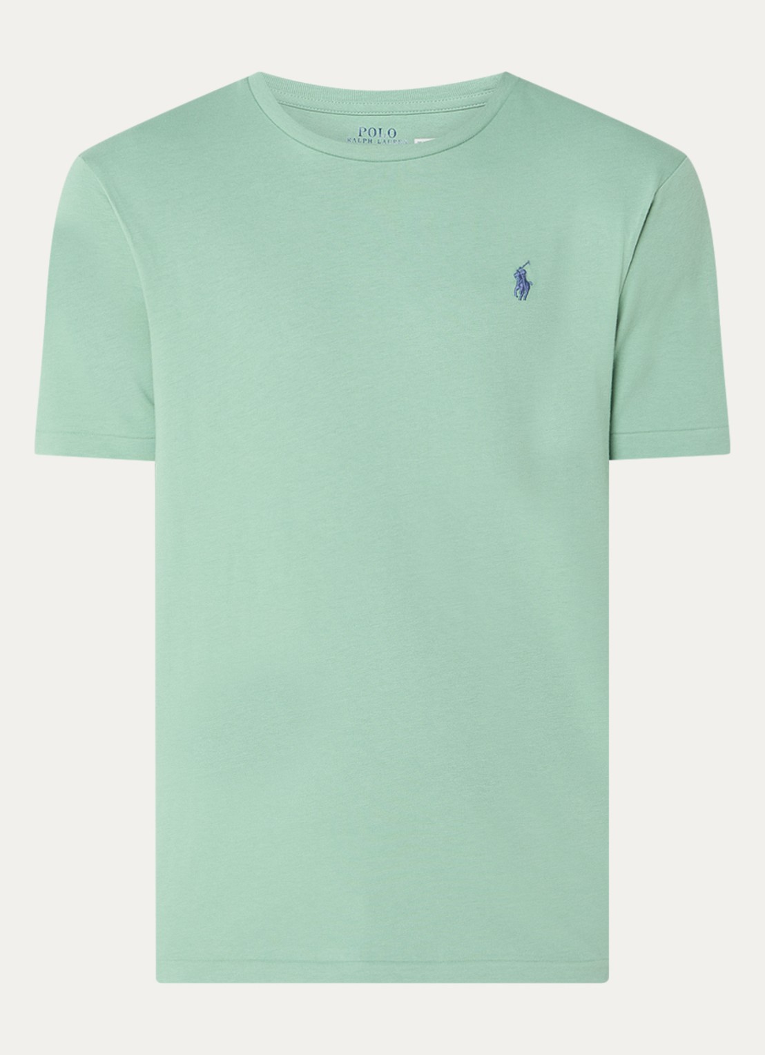 Ralph Lauren Custom slim fit T-shirt met logoborduring - voorkant faded mint / mint