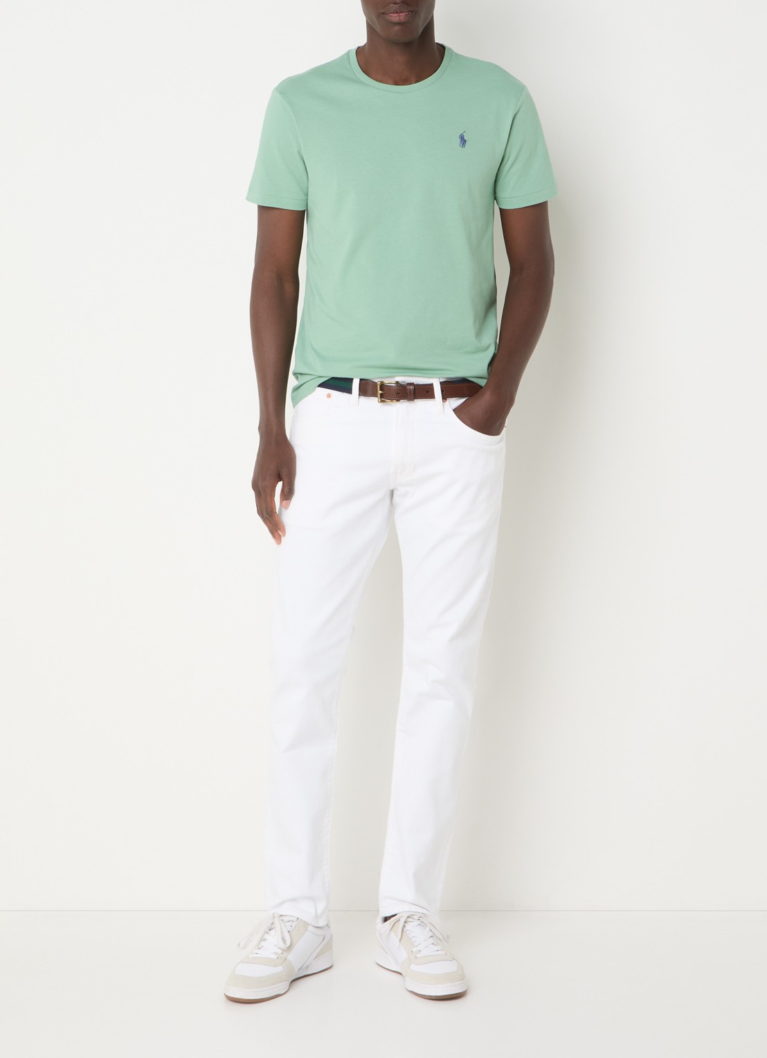 Ralph Lauren Custom slim fit T-shirt met logoborduring - voorkant 2 faded mint / mint