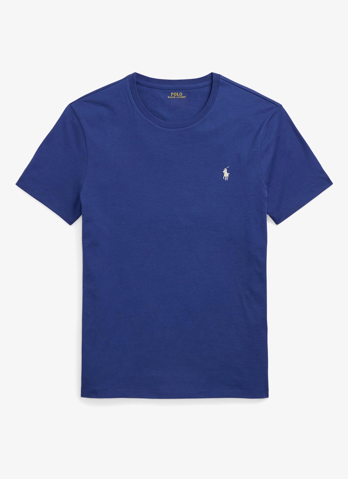 Ralph Lauren Custom slim fit T-shirt met logoborduring - voorkant earth blue/c8135-45tz