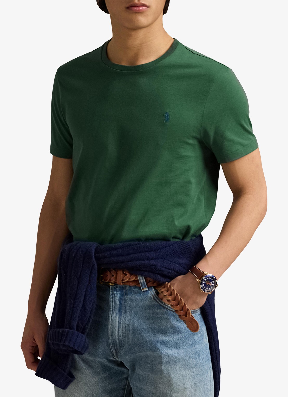 Ralph Lauren Custom slim fit T-shirt met logoborduring - detail washed forest/c7598-45tx