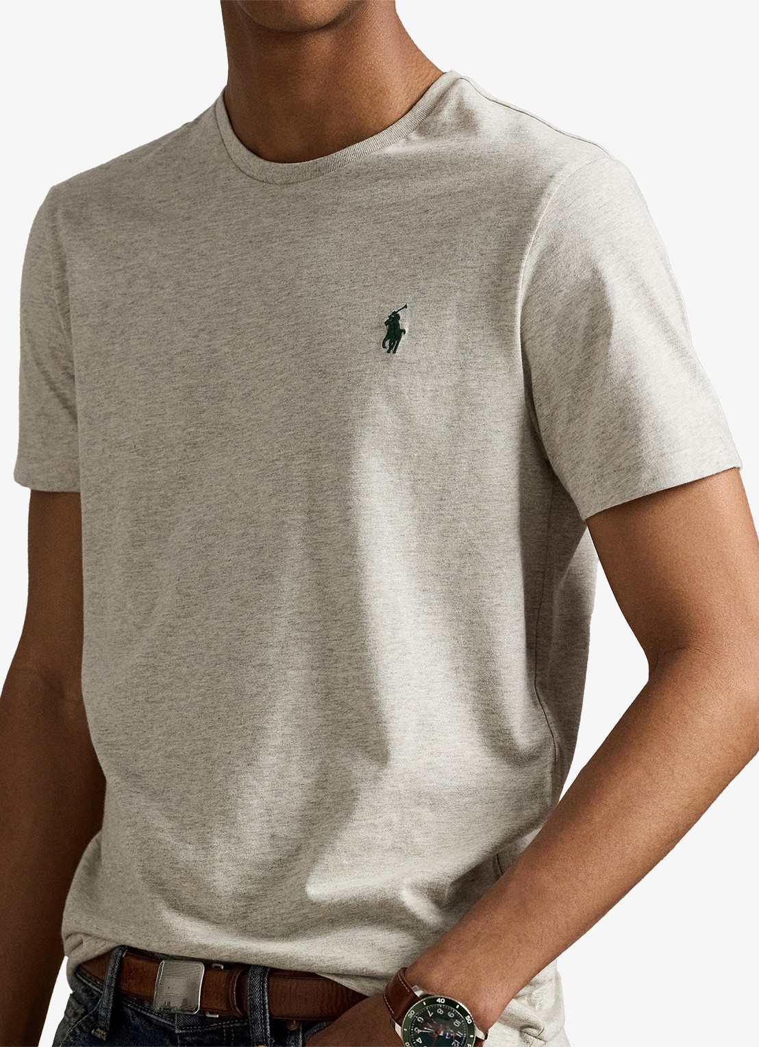 Ralph Lauren Custom slim fit T-shirt met logoborduring - detail 2 light sport heather/c5956-45u3