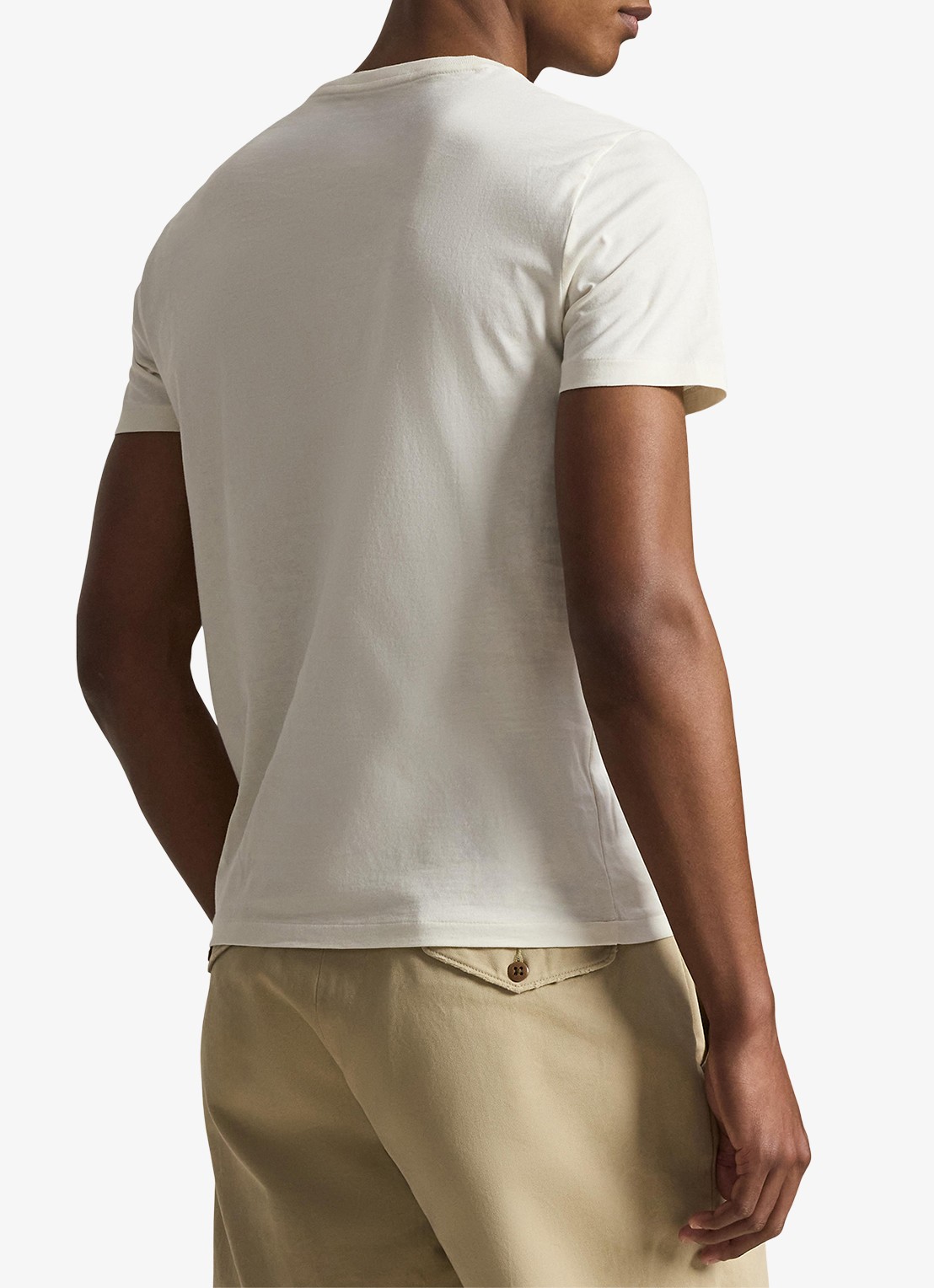 Ralph Lauren Custom slim fit T-shirt met logoborduring - achterkant 3 parchment cream/c8634-3zob