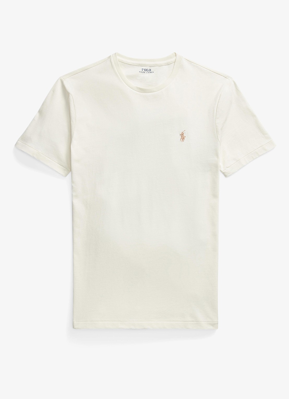 Ralph Lauren Custom slim fit T-shirt met logoborduring - voorkant parchment cream/c8634-3zob