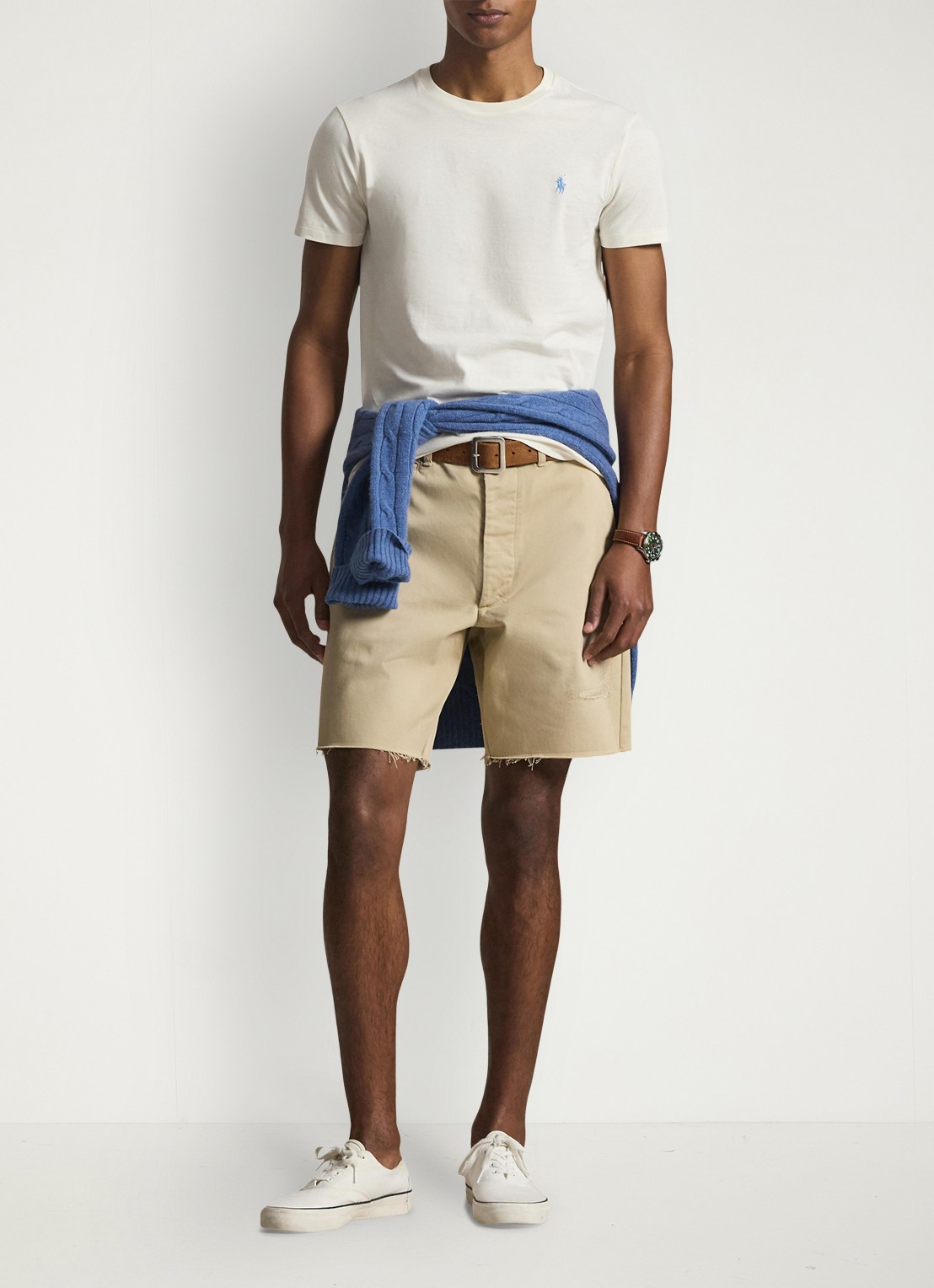 Ralph Lauren Custom slim fit T-shirt met logoborduring - voorkant 2 parchment cream/c8634-3zob