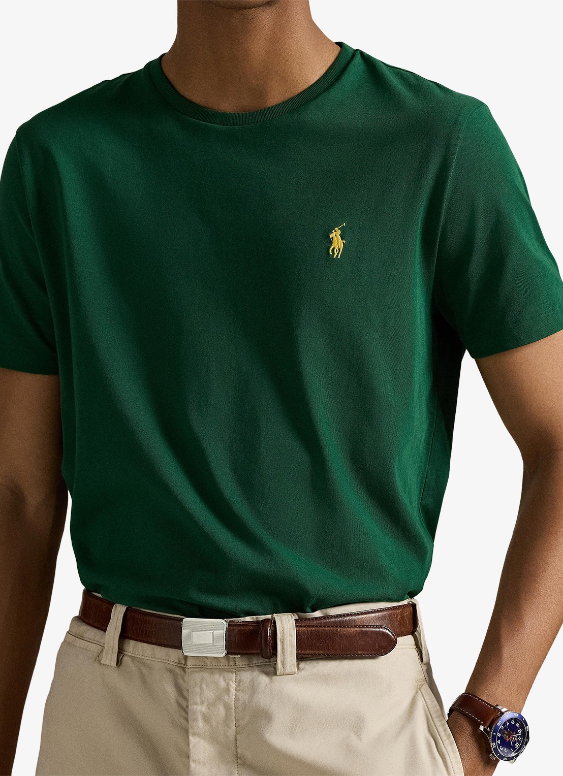 Ralph Lauren Custom slim fit T-shirt met logoborduring - detail 5 new forest/c1429-48jm