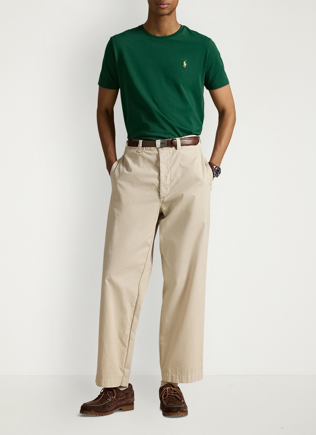 Ralph Lauren Custom slim fit T-shirt met logoborduring - voorkant 2 new forest/c1429-48jm