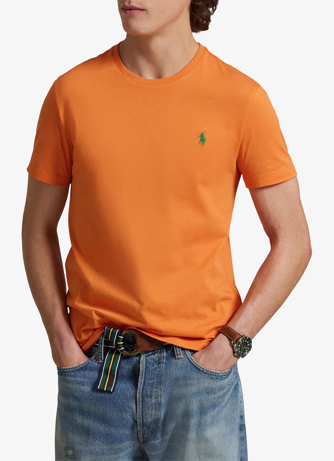Ralph Lauren Custom slim fit T-shirt met logoborduring - detail 4 bedford orange/c5190-46xa