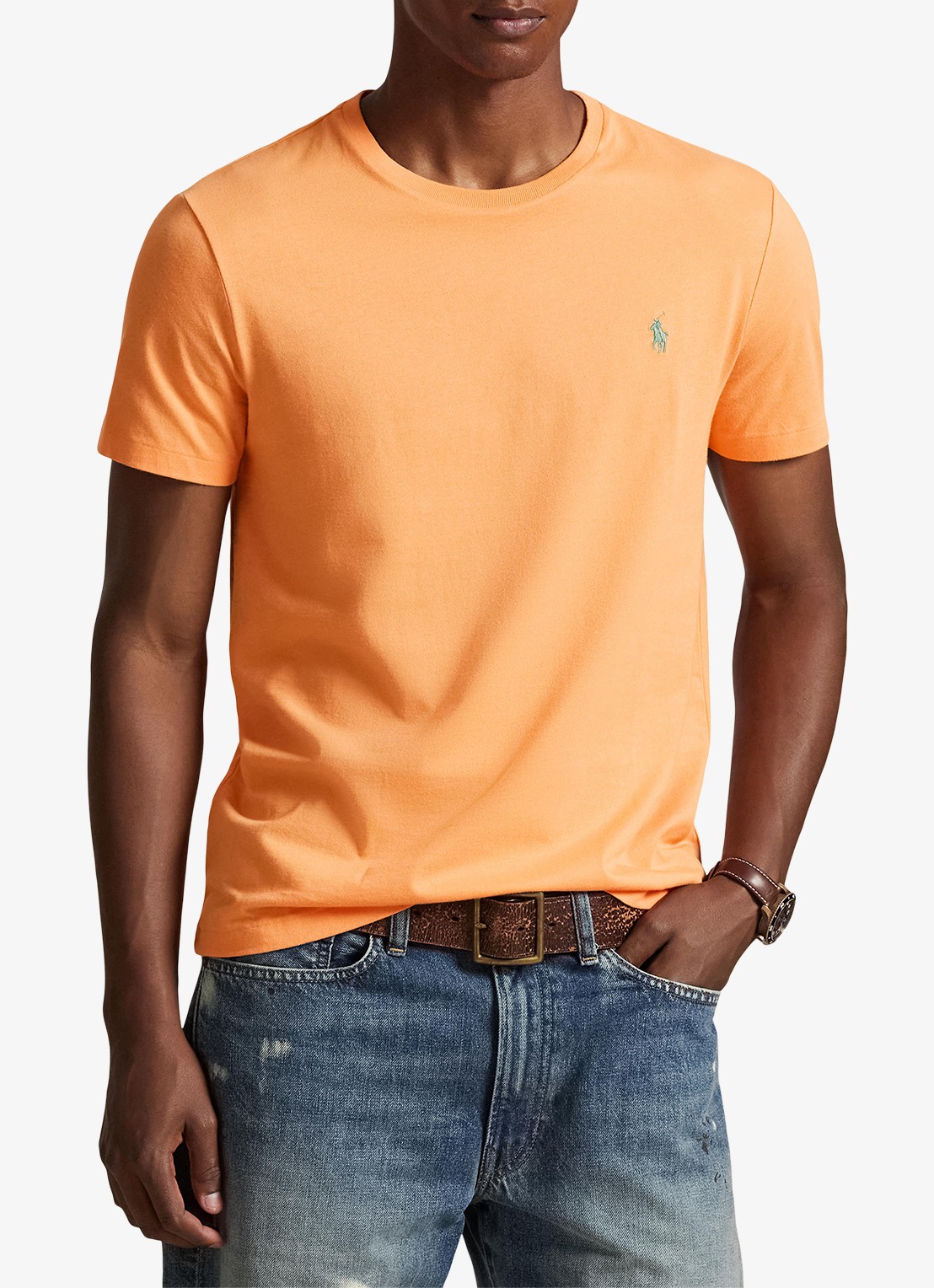 Ralph Lauren Custom slim fit T-shirt met logoborduring - detail 3 pompano orange/c5566-47x1