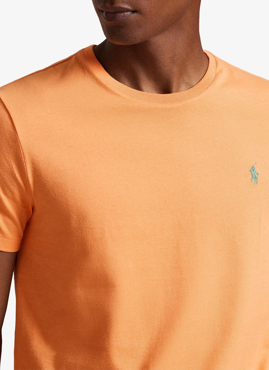 Ralph Lauren Custom slim fit T-shirt met logoborduring - detail 4 pompano orange/c5566-47x1