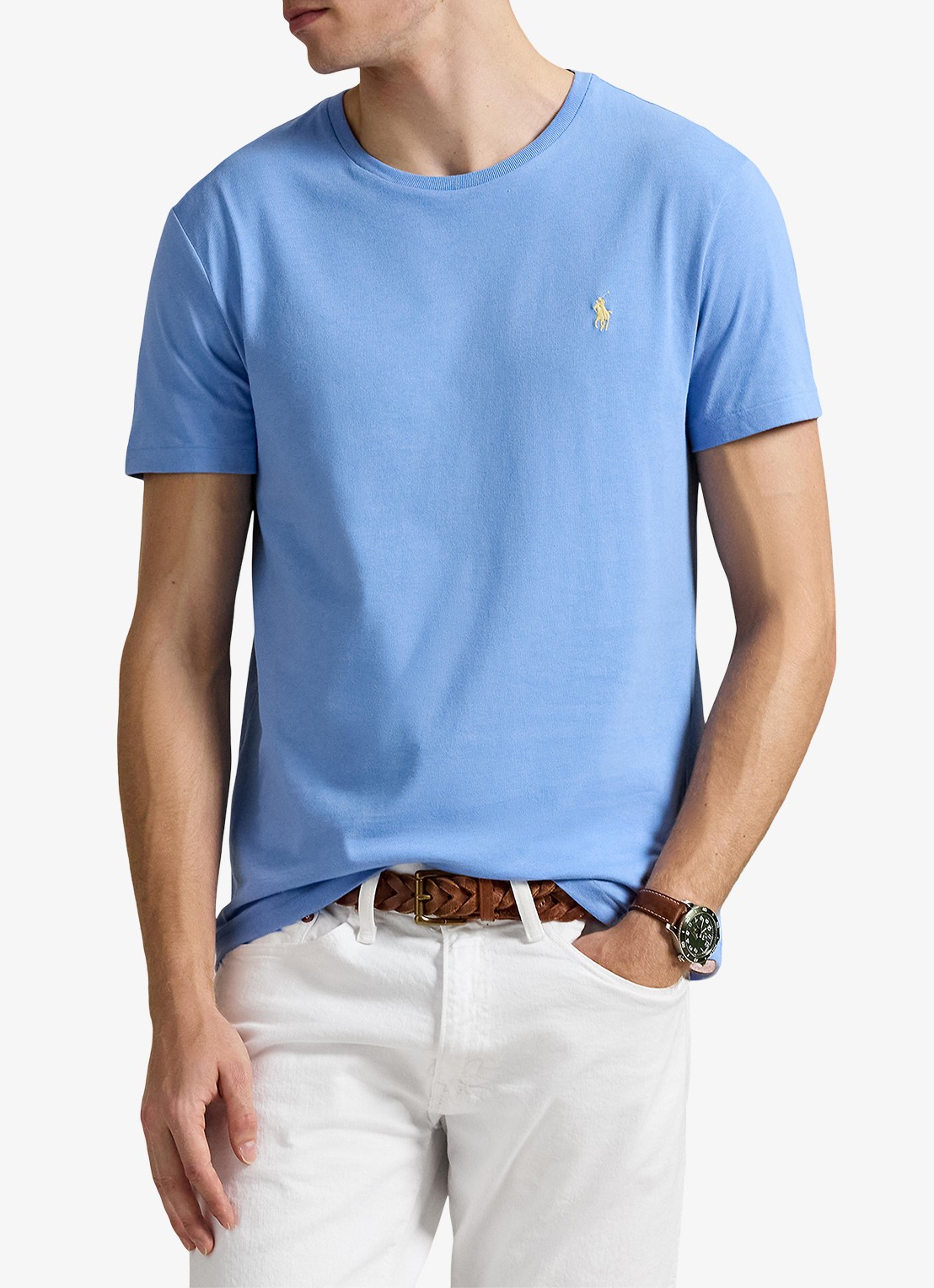 Ralph Lauren Custom slim fit T-shirt met logoborduring - detail bristol blue/c1359-47wx
