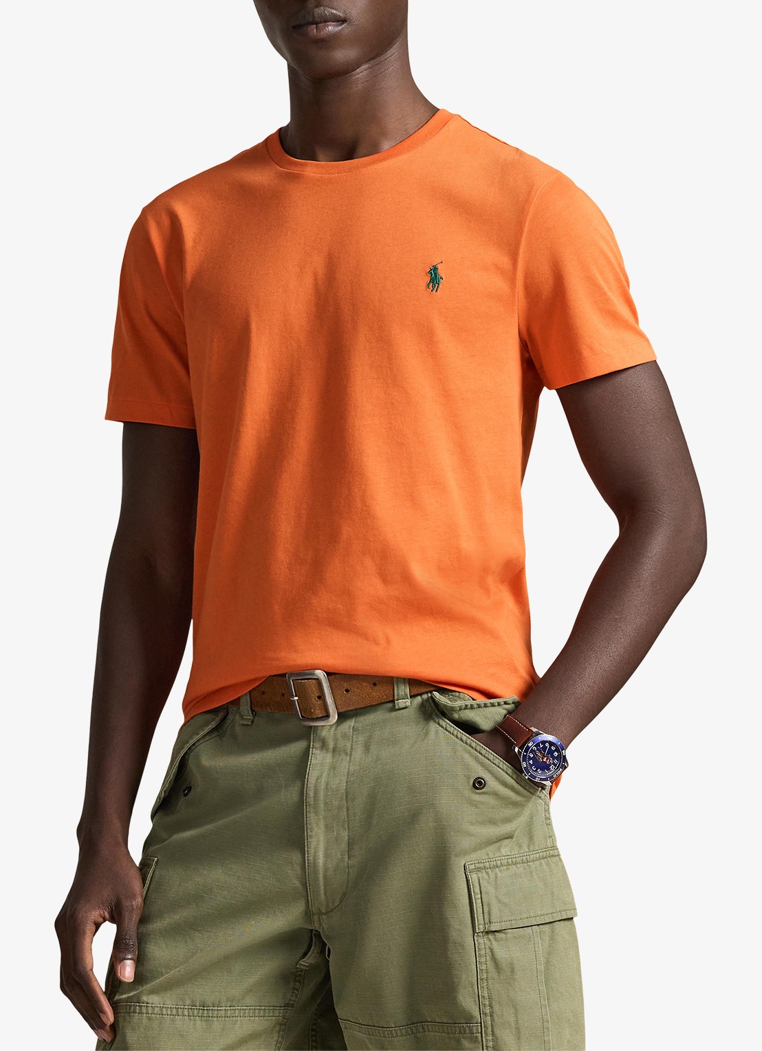 Ralph Lauren Custom slim fit T-shirt met logoborduring - detail 3 kona orange/c5204-zy9p