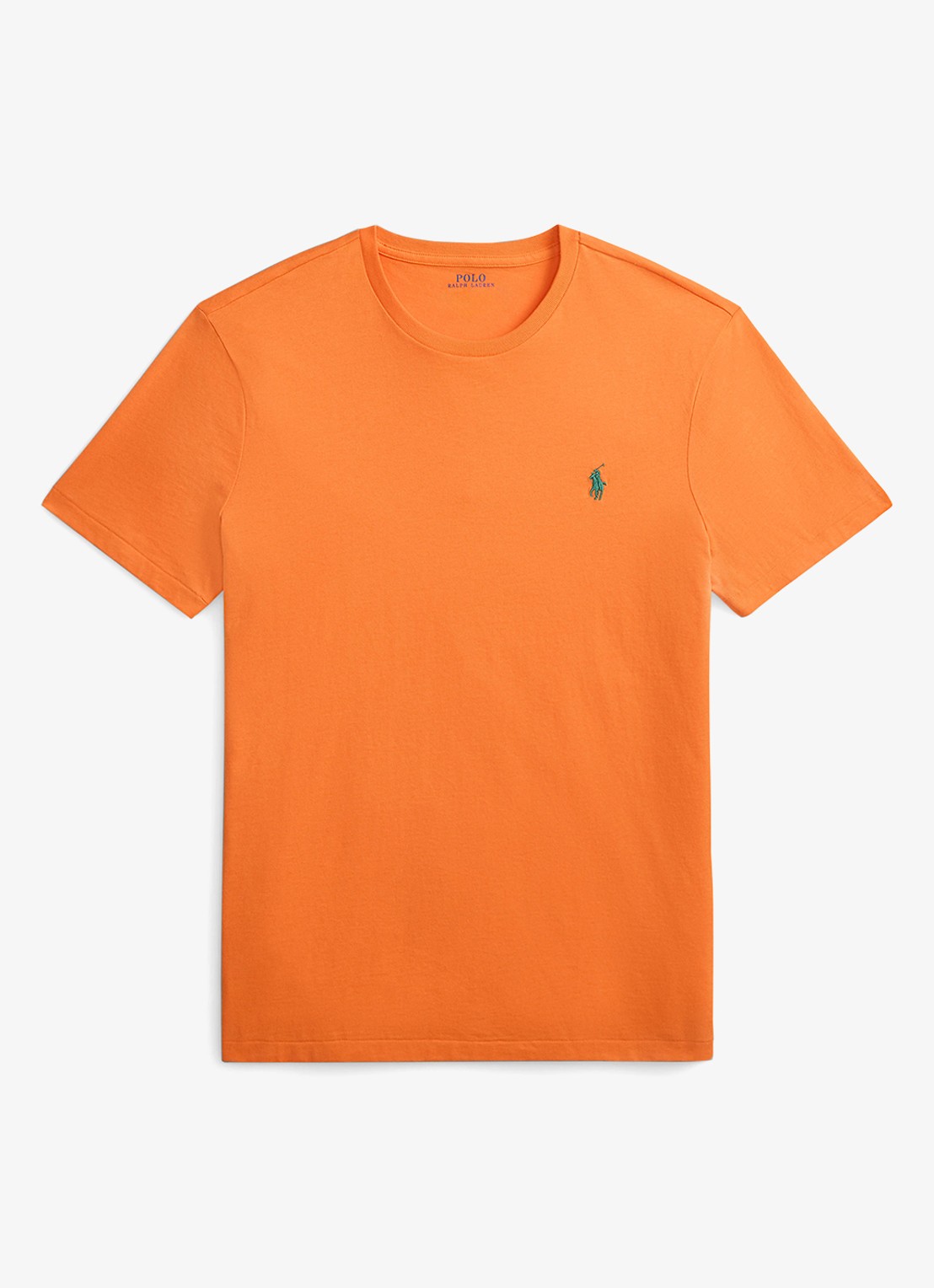 Ralph Lauren Custom slim fit T-shirt met logoborduring - voorkant kona orange/c5204-zy9p