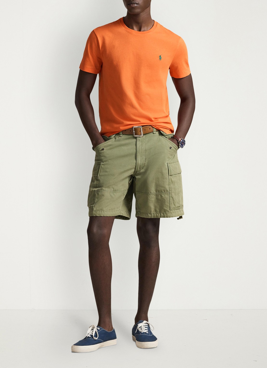 Ralph Lauren Custom slim fit T-shirt met logoborduring - voorkant 2 kona orange/c5204-zy9p