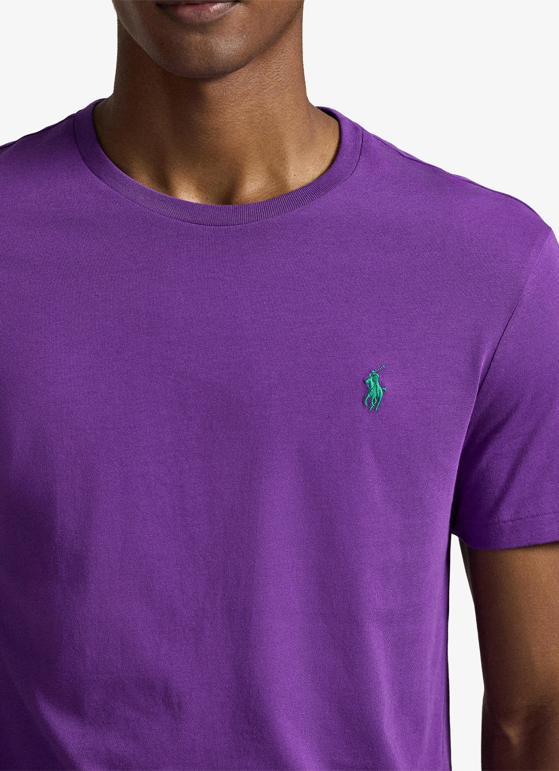 Ralph Lauren Custom slim fit T-shirt met logoborduring - detail 5 cabana purple/c5223-zywt