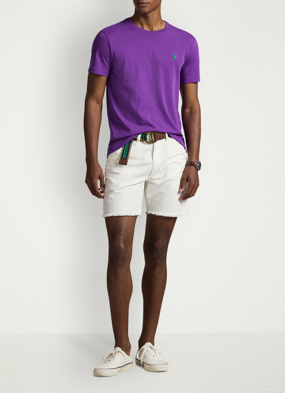 Ralph Lauren Custom slim fit T-shirt met logoborduring - voorkant 3 cabana purple/c5223-zywt