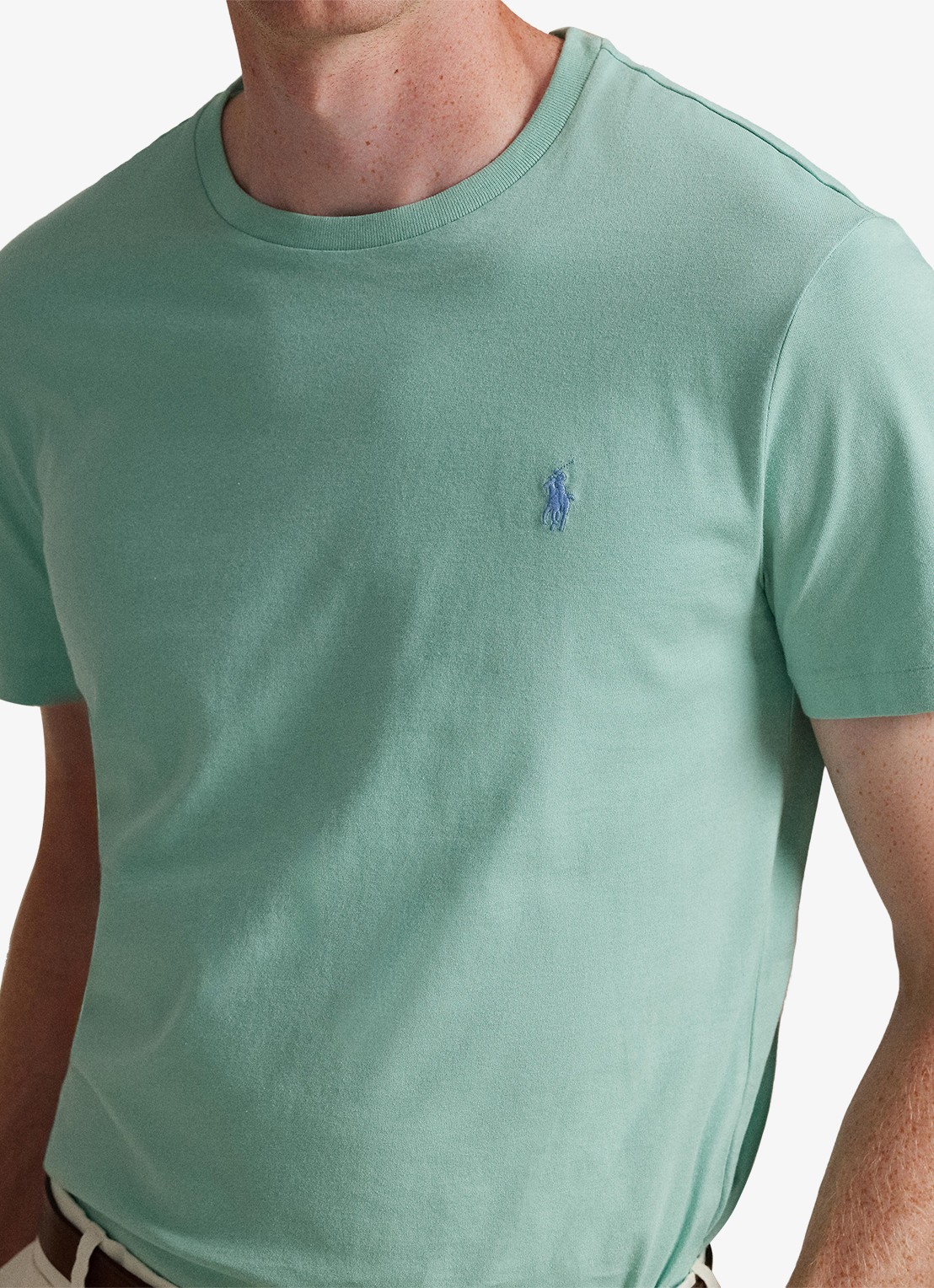 Ralph Lauren Custom slim fit T-shirt met logoborduring - detail 6 celadon/c7109-zyv9
