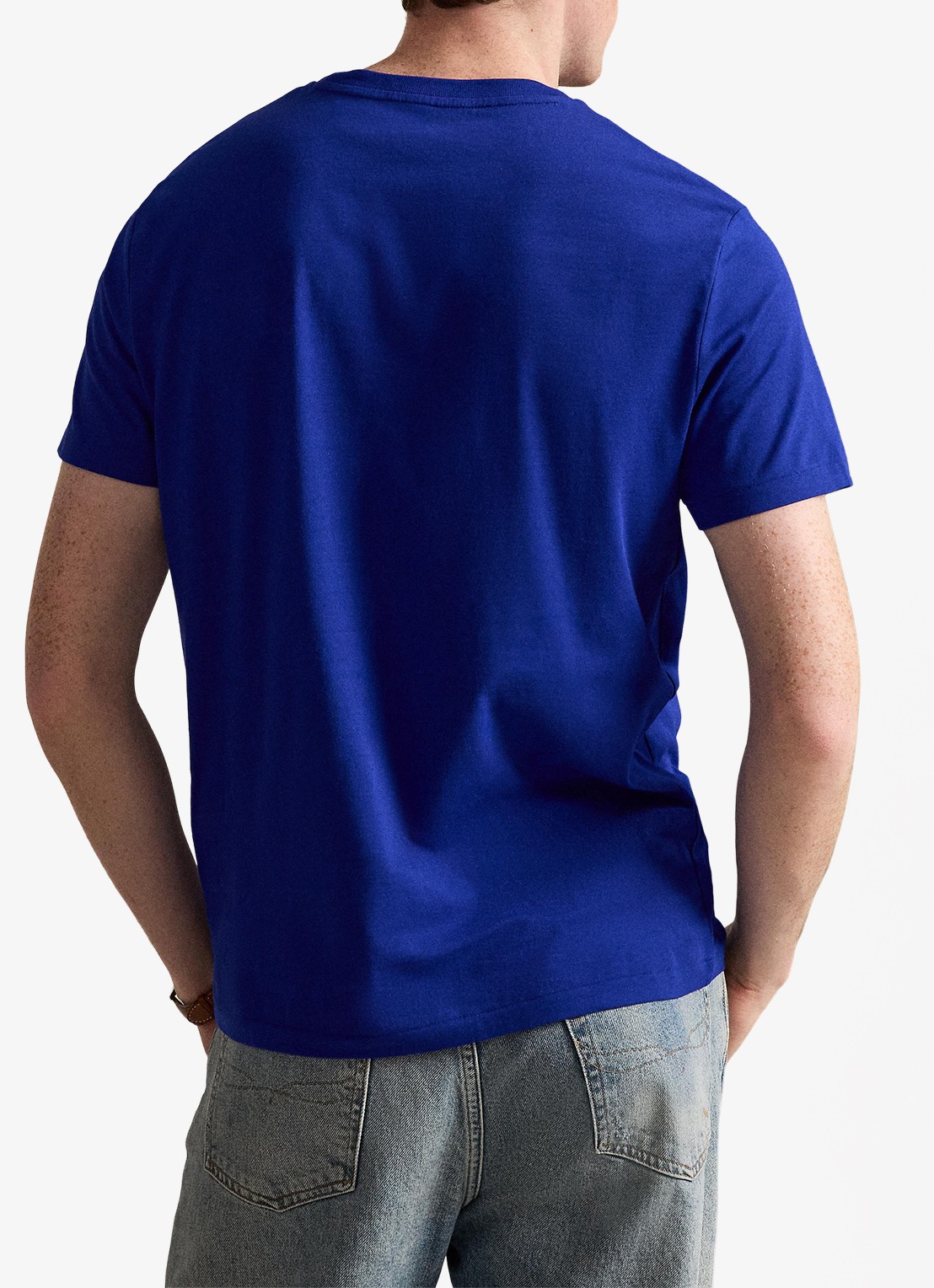 Ralph Lauren Custom slim fit T-shirt met logoborduring - achterkant 3 classic azure / blauw