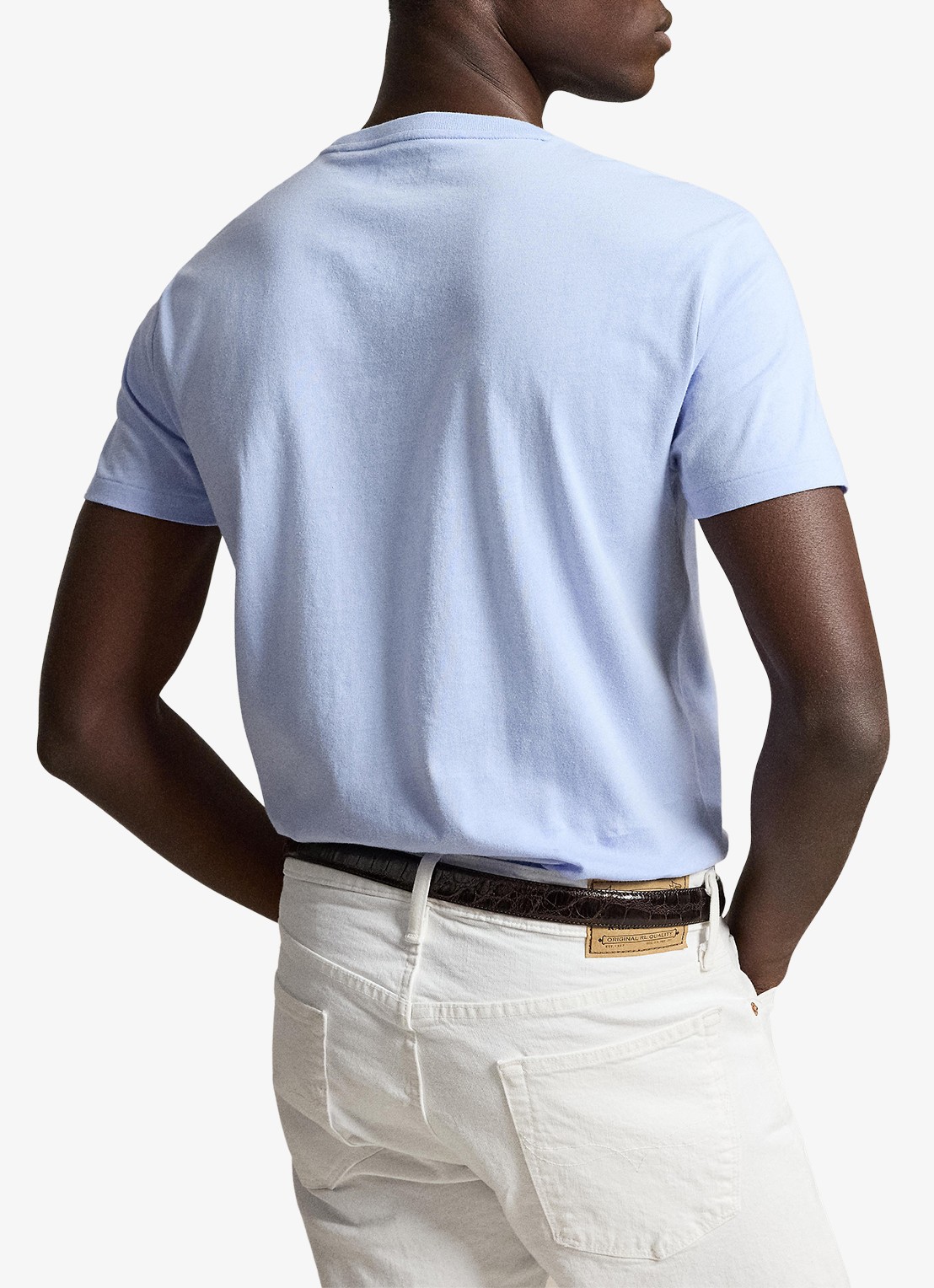 Ralph Lauren Custom slim fit T-shirt met logoborduring - achterkant pebble blue / blauw