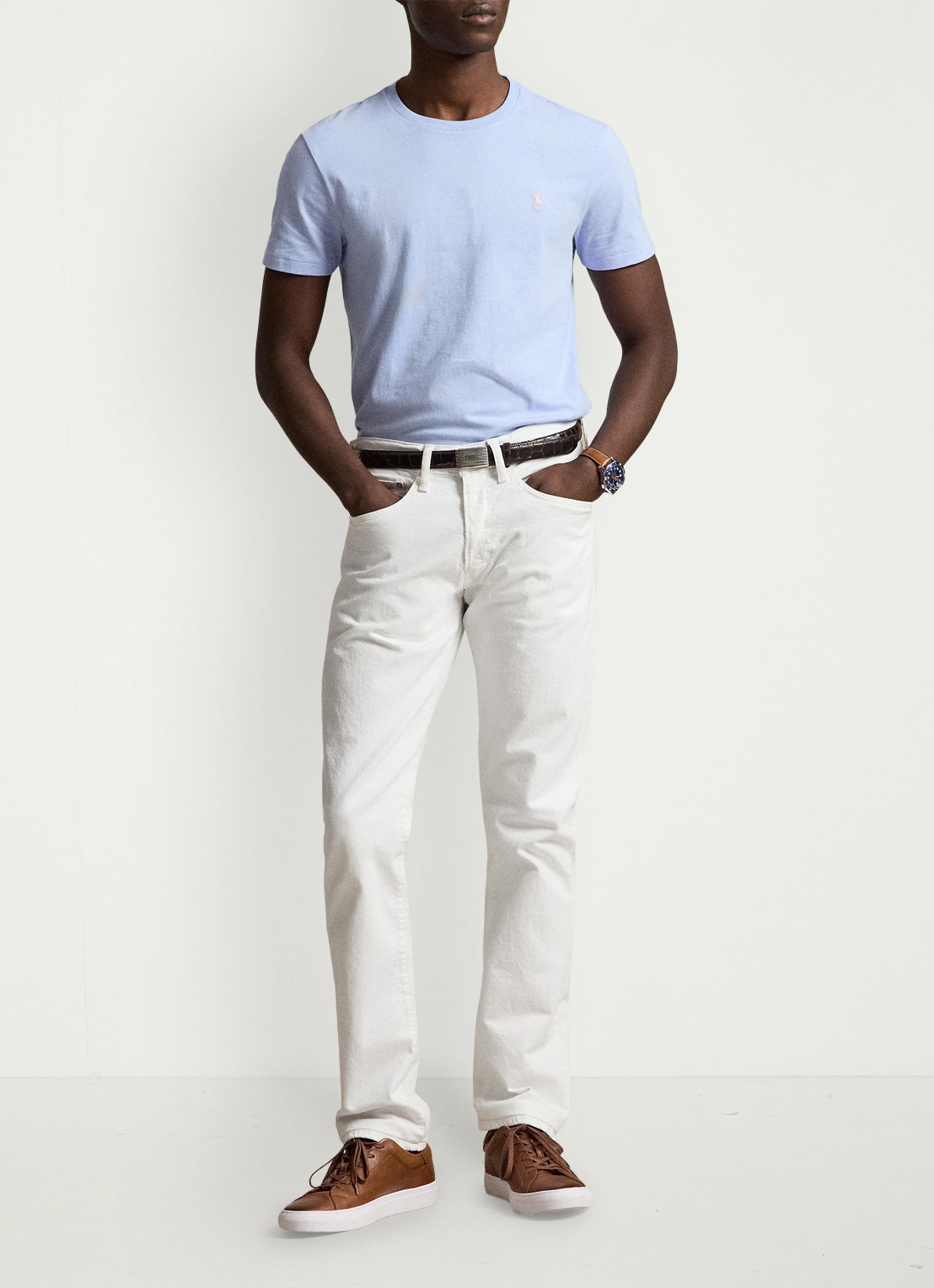 Ralph Lauren Custom slim fit T-shirt met logoborduring - detail 2 pebble blue / blauw