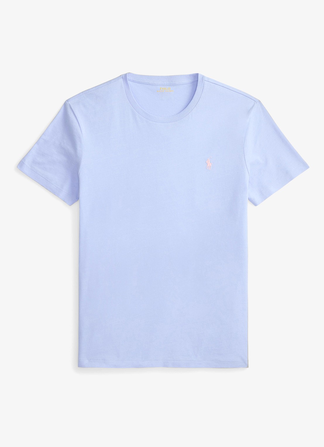 Ralph Lauren Custom slim fit T-shirt met logoborduring - voorkant 4 pebble blue / blauw