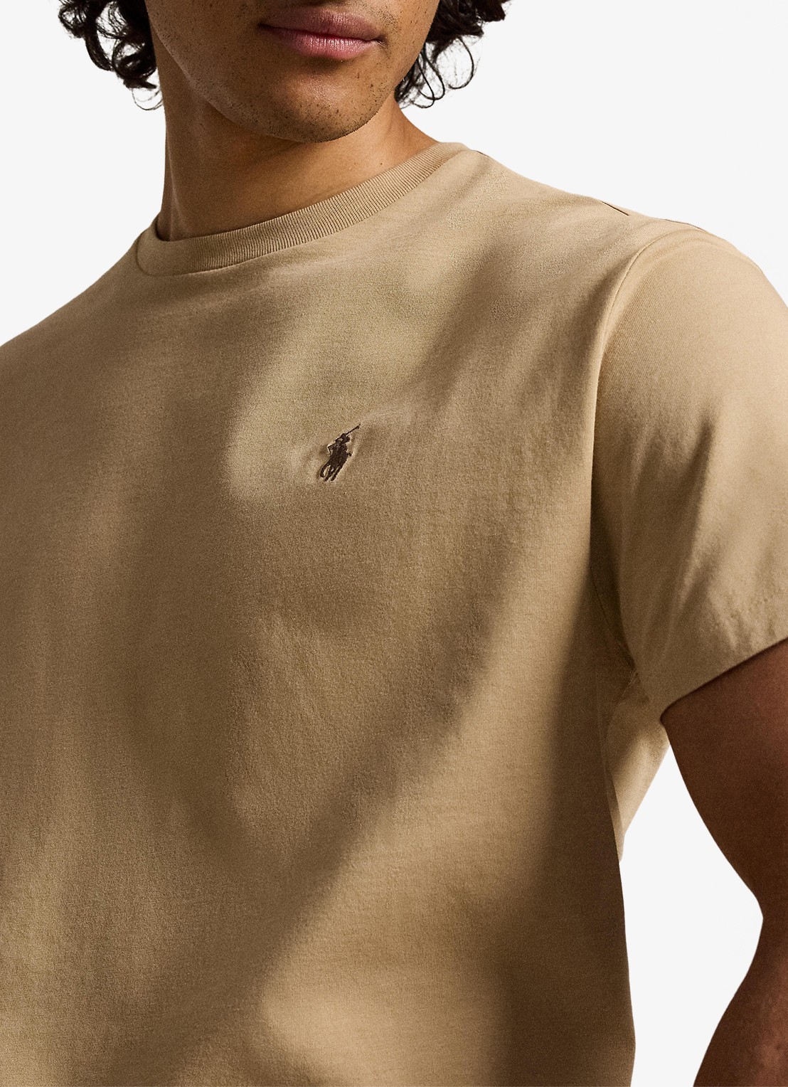 Ralph Lauren Custom slim fit T-shirt met logoborduring - detail 5 vintage khaki / khaki