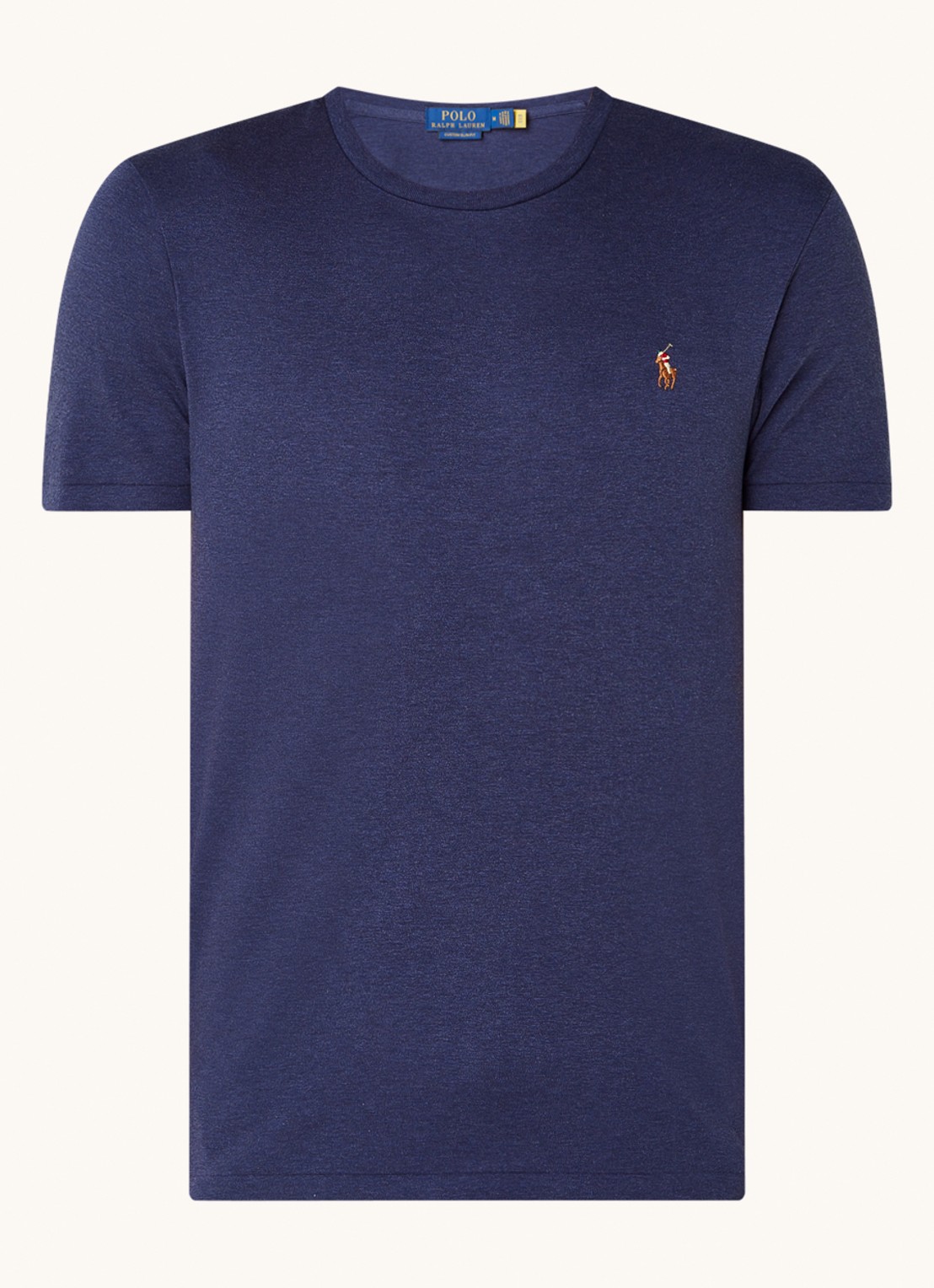 Ralph Lauren Custom slim fit T-shirt met ronde hals  - voorkant 7 rfd nvy