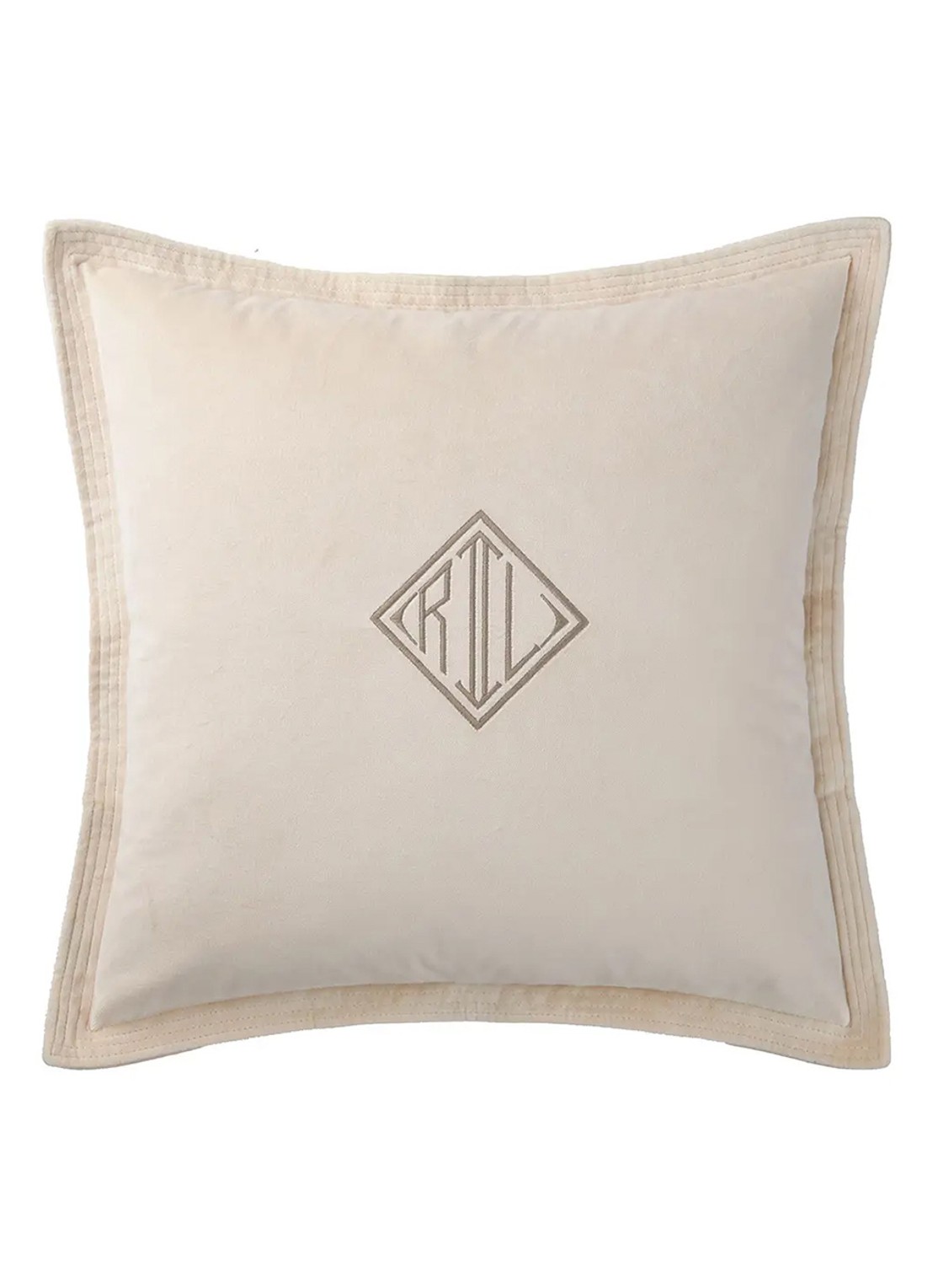 Ralph Lauren Cvelvet sierkussenhoes 50 x 50 cm - voorkant 2 creme
