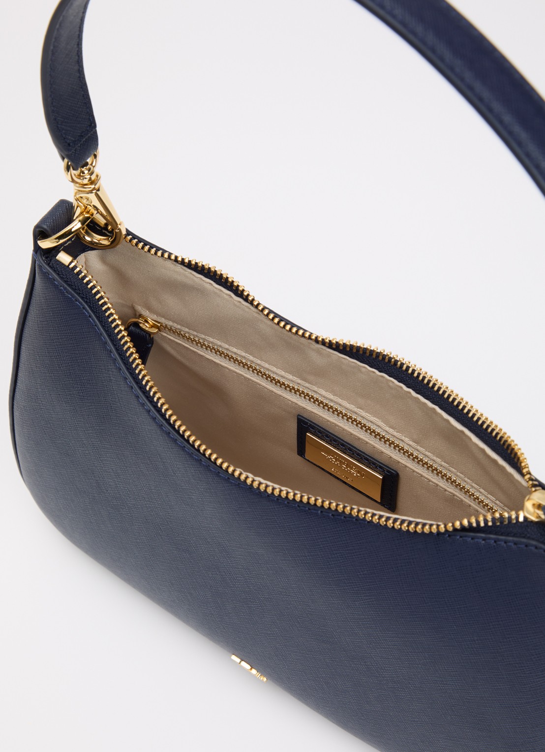 Ralph Lauren Danni schoudertas van leer met afneembare schouderriem - detail donkerblauw