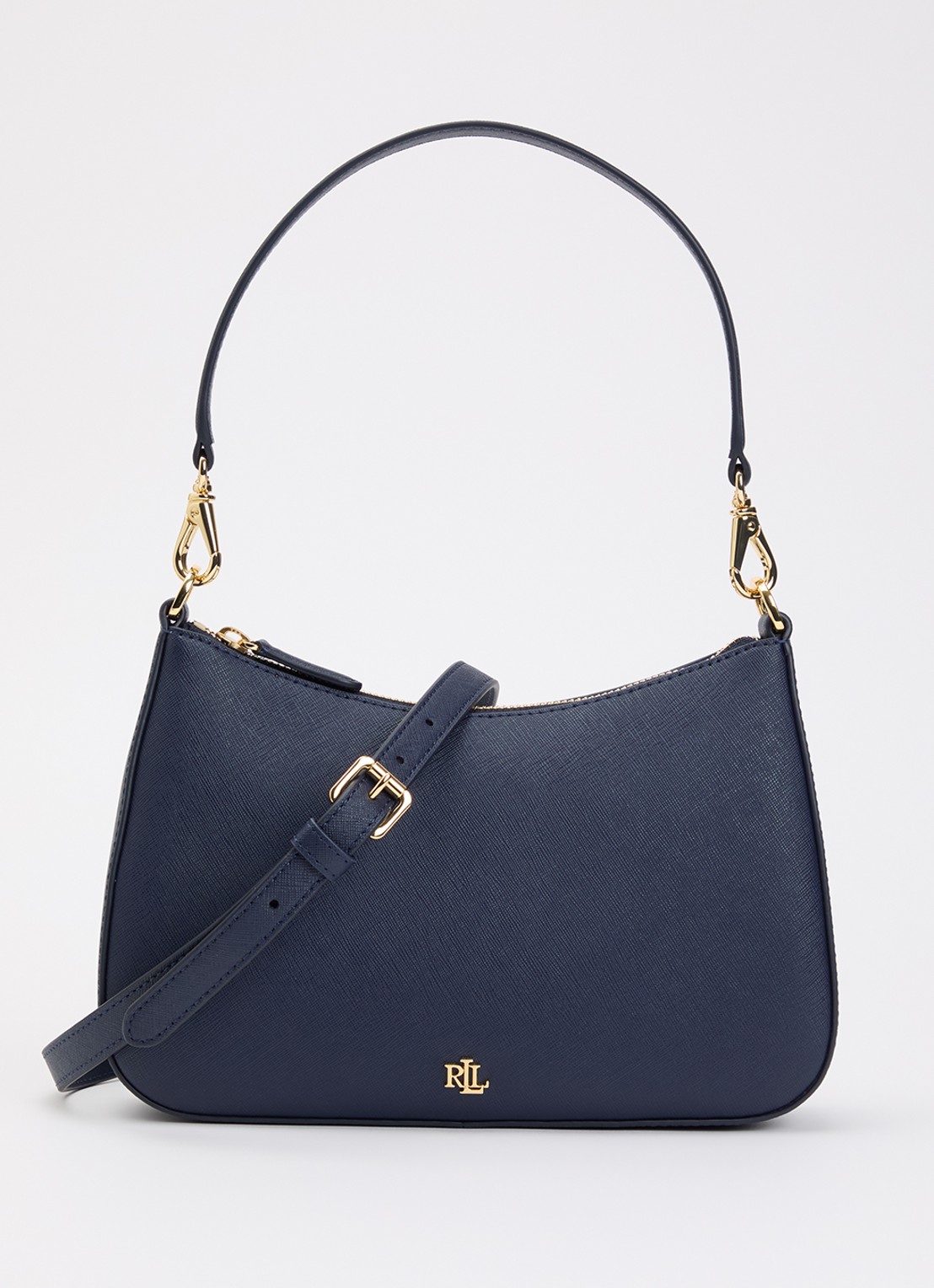Ralph Lauren Danni schoudertas van leer met afneembare schouderriem - voorkant 5 donkerblauw