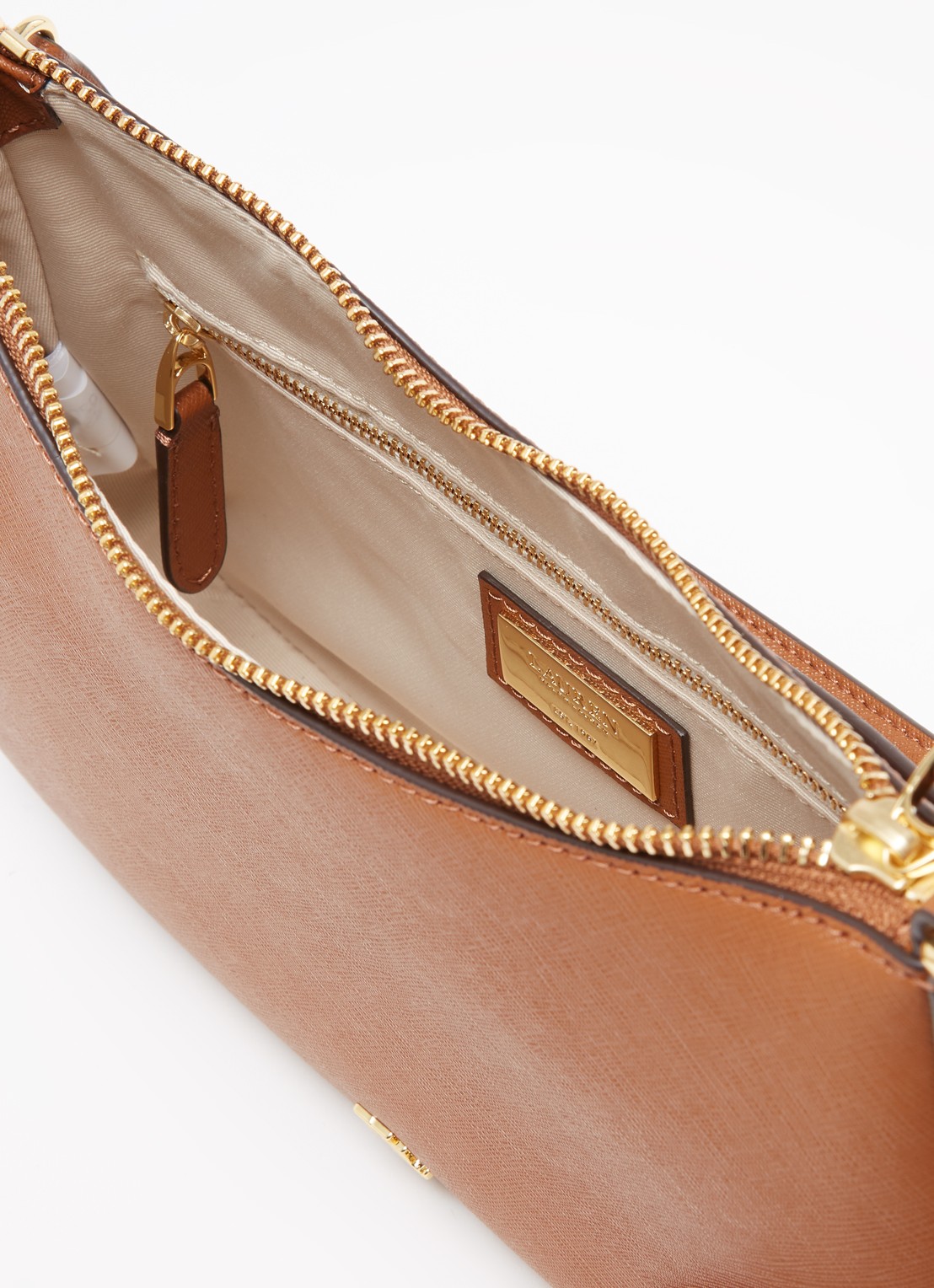 Ralph Lauren Danni schoudertas van leer - detail 3 cognac