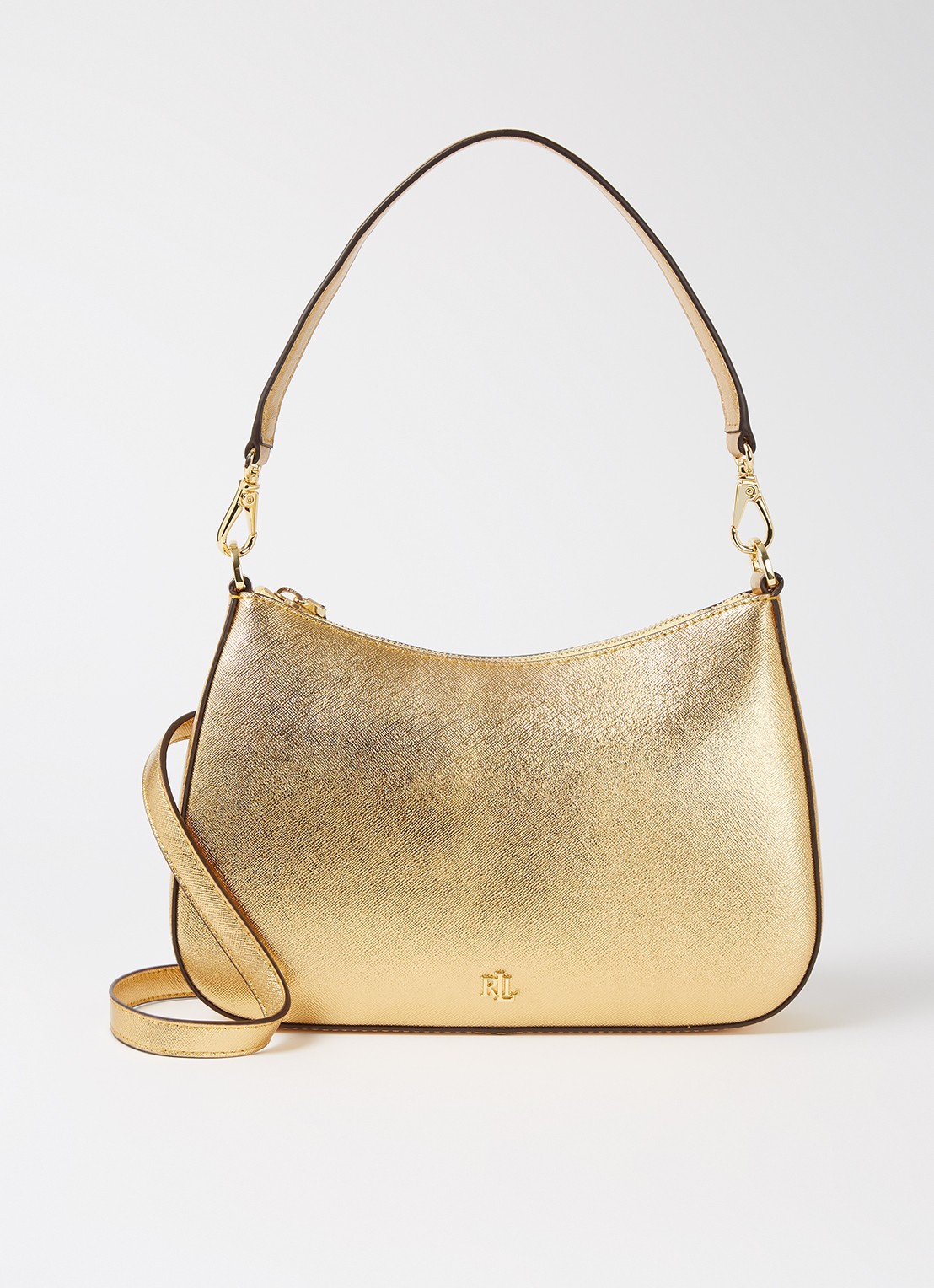 Ralph Lauren Danni schoudertas van leer - voorkant 4 goud