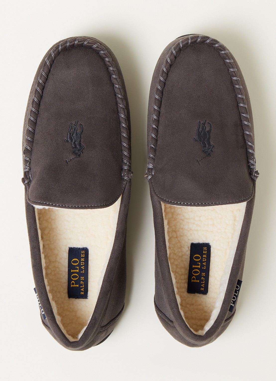 Ralph Lauren Declan pantoffel met logoborduring  - detail 4 bronsgroen