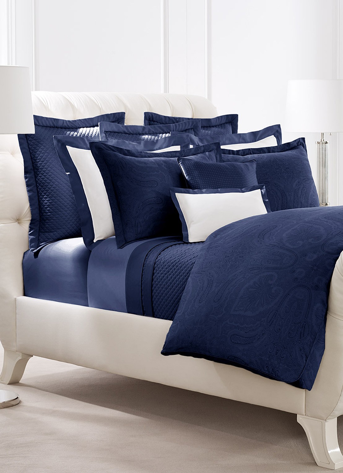 Ralph Lauren Doncaster laken van katoensatijn 120TC - detail 2 donkerblauw