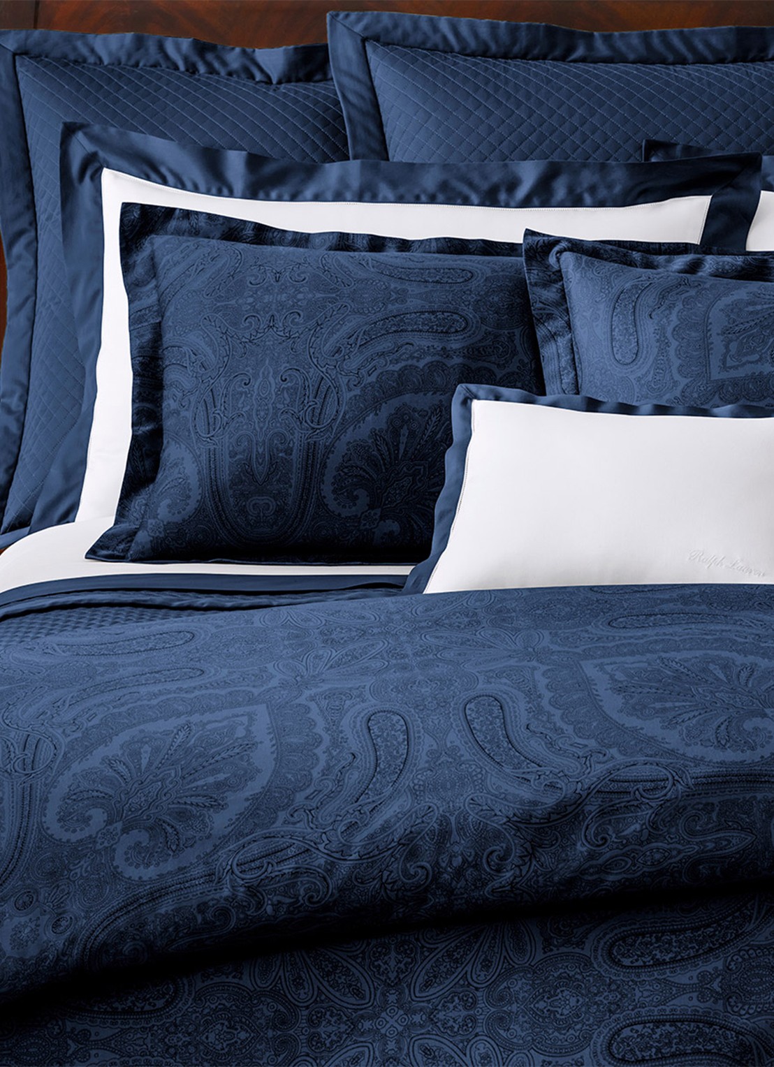 Ralph Lauren Doncaster laken van katoensatijn 120TC - detail 3 donkerblauw