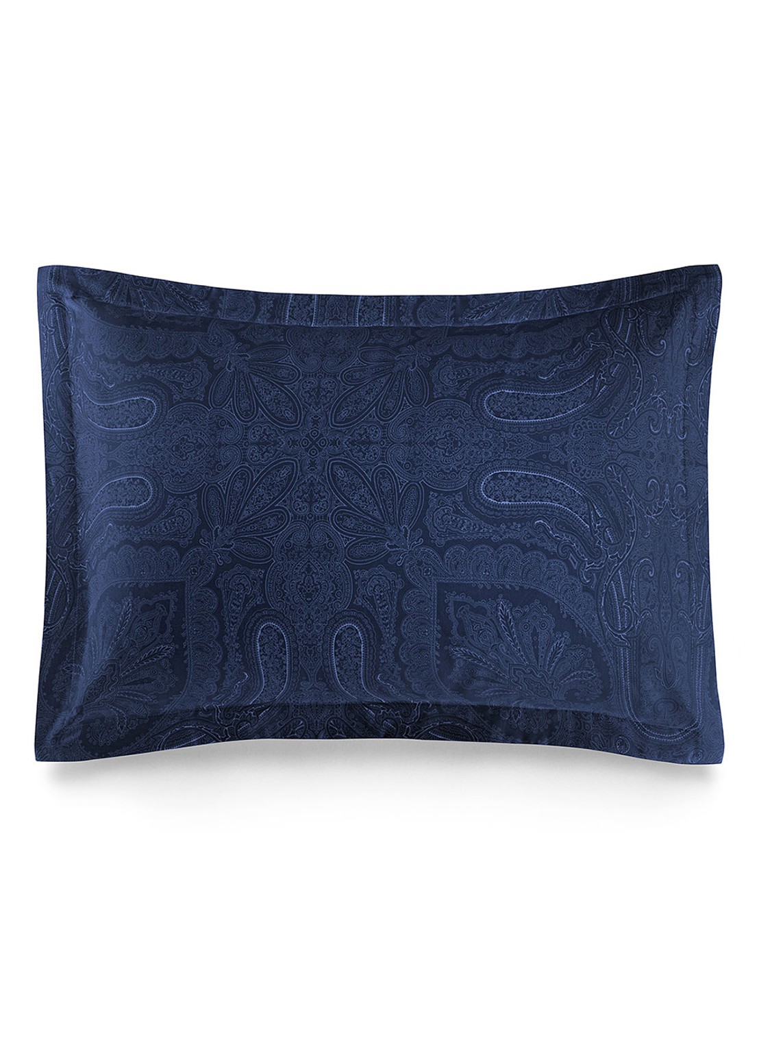 Ralph Lauren Doncaster Ruffle kussensloop van katoensatijn  - voorkant 2 donkerblauw