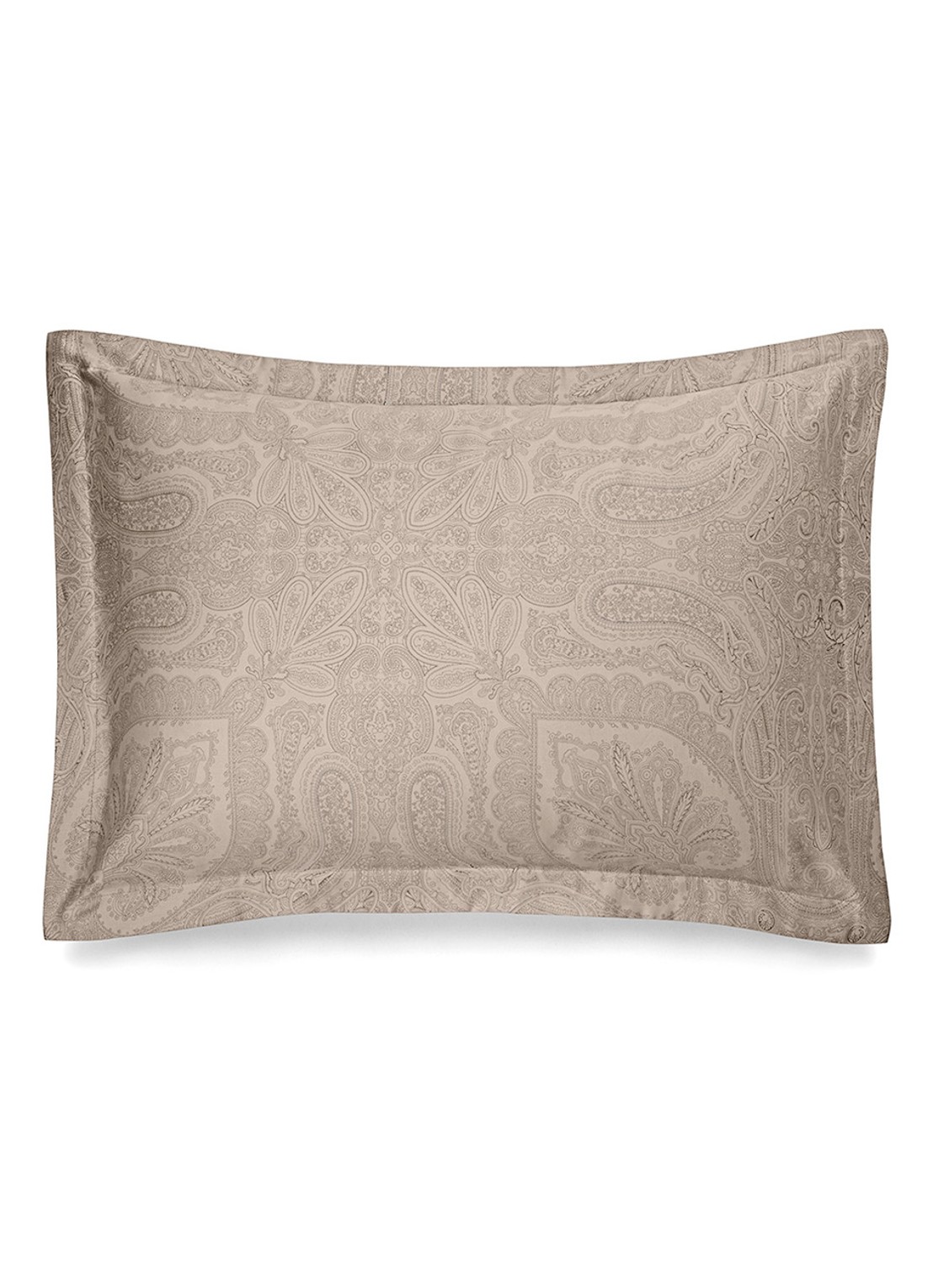 Ralph Lauren Doncaster Ruffle kussensloop van katoensatijn  - voorkant taupe
