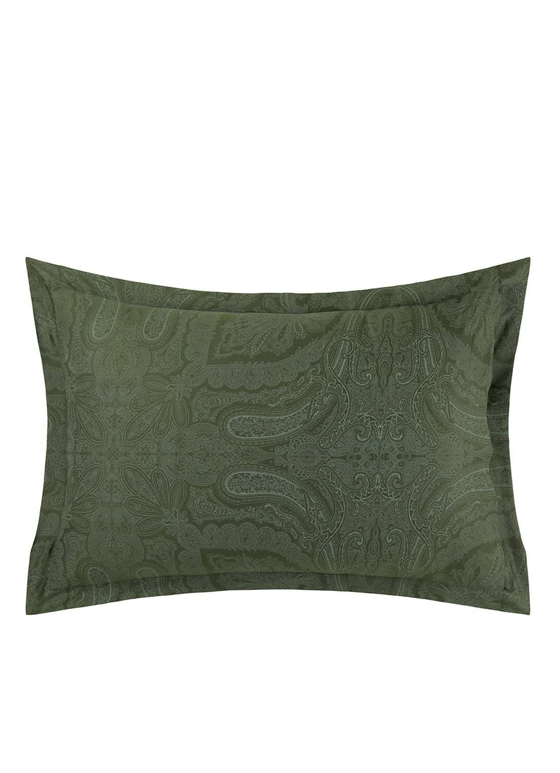 Ralph Lauren Doncaster Ruffle kussensloop van katoensatijn  - detail 3 legergroen
