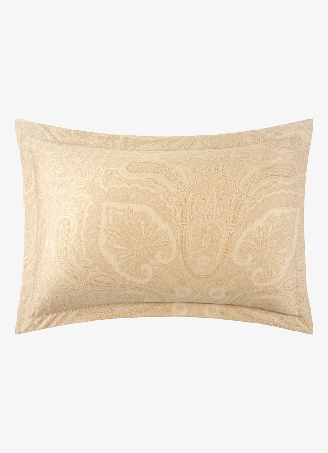 Ralph Lauren Doncaster Ruffle kussensloop van katoensatijn  - voorkant 2 beige