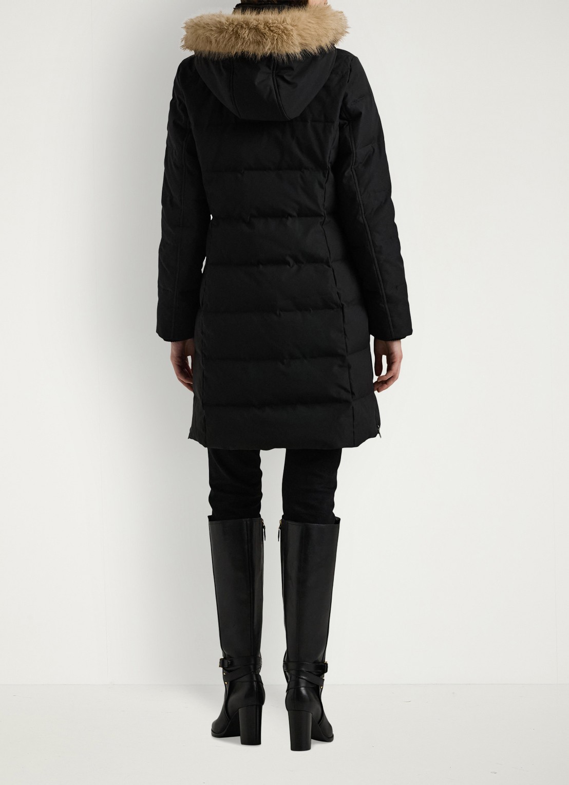 Ralph Lauren Donsjas met capuchon en imitatiebont - achterkant 4 zwart