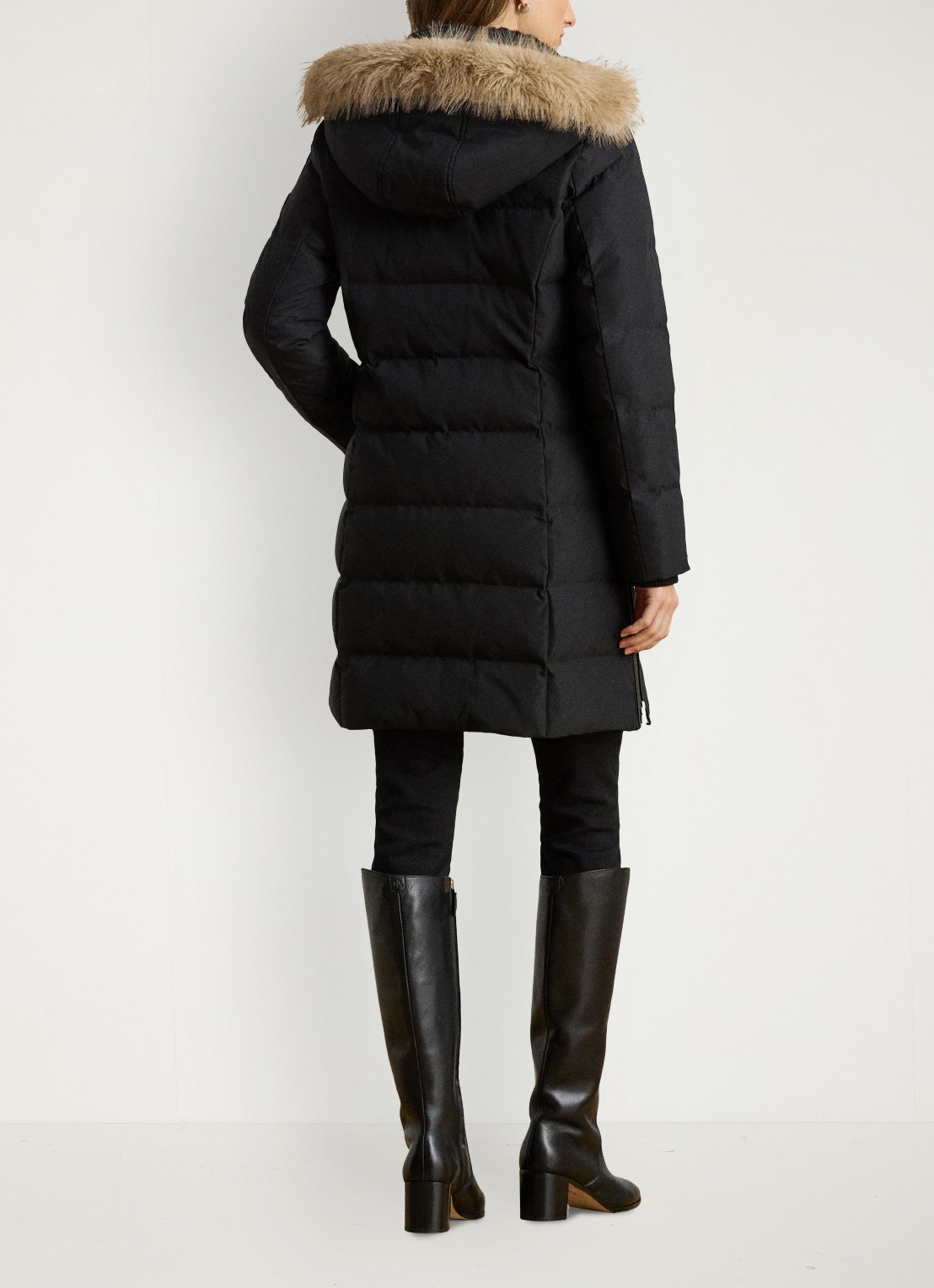 Ralph Lauren Donsjas met capuchon en imitatiebont - achterkant 5 zwart