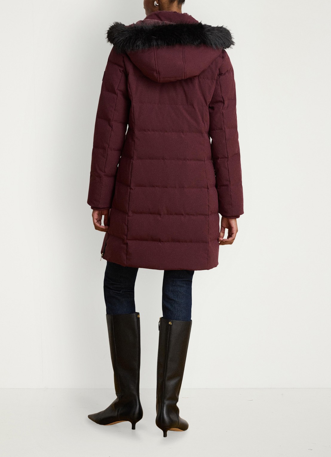 Ralph Lauren Donsjas met capuchon en imitatiebont - achterkant 4 dark garnet / bordeauxrood