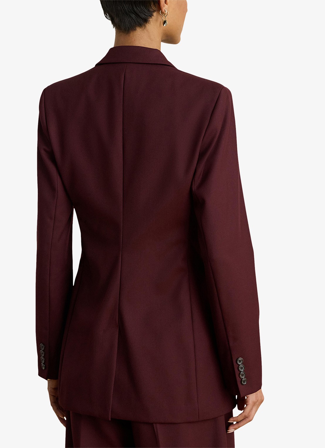 Ralph Lauren Double-breasted blazer in wolblend met klepzakken - achterkant 3 dark garnet / bordeauxrood