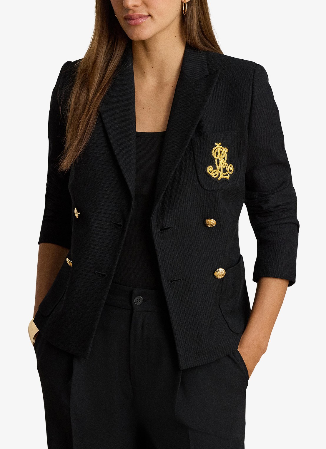 Ralph Lauren Double-breasted blazer met logoborduring - detail 2 zwart